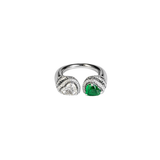 3.10ct Diamond Emerald 18K Gold Heart Bypass Ring