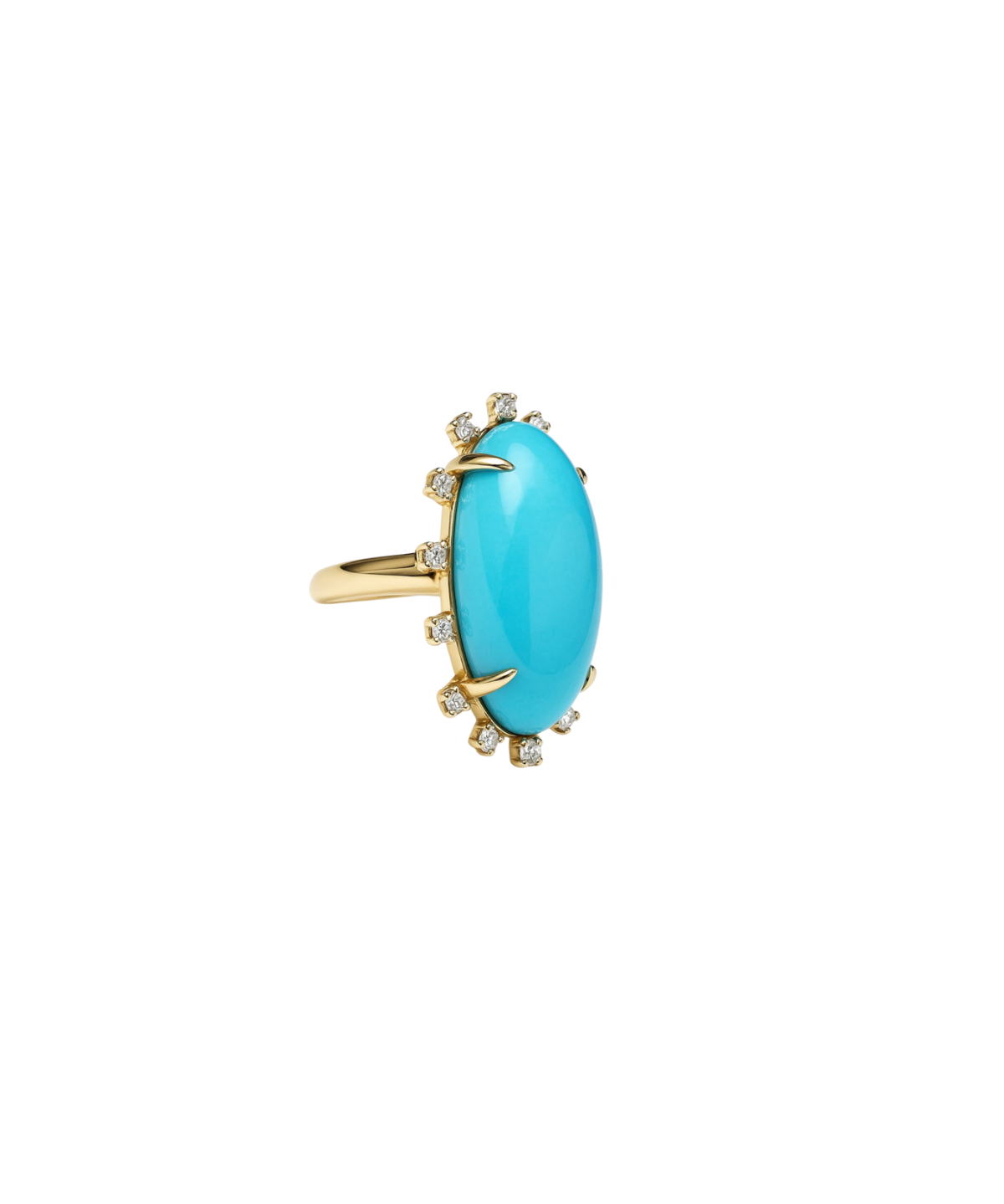 13.33ct Diamond Turquoise 18K Gold Halo Cocktail Ring