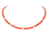 16.95ct Red Coral Diamond 18K Gold Tennis Necklace