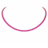 15.43ct Ruby 14K Gold Stationed Tennis Necklace