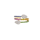 1.21ct Diamond Multi Color Sapphire 14K Gold Spiral Ring
