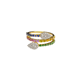1.21ct Diamond Multi Color Sapphire 14K Gold Spiral Ring