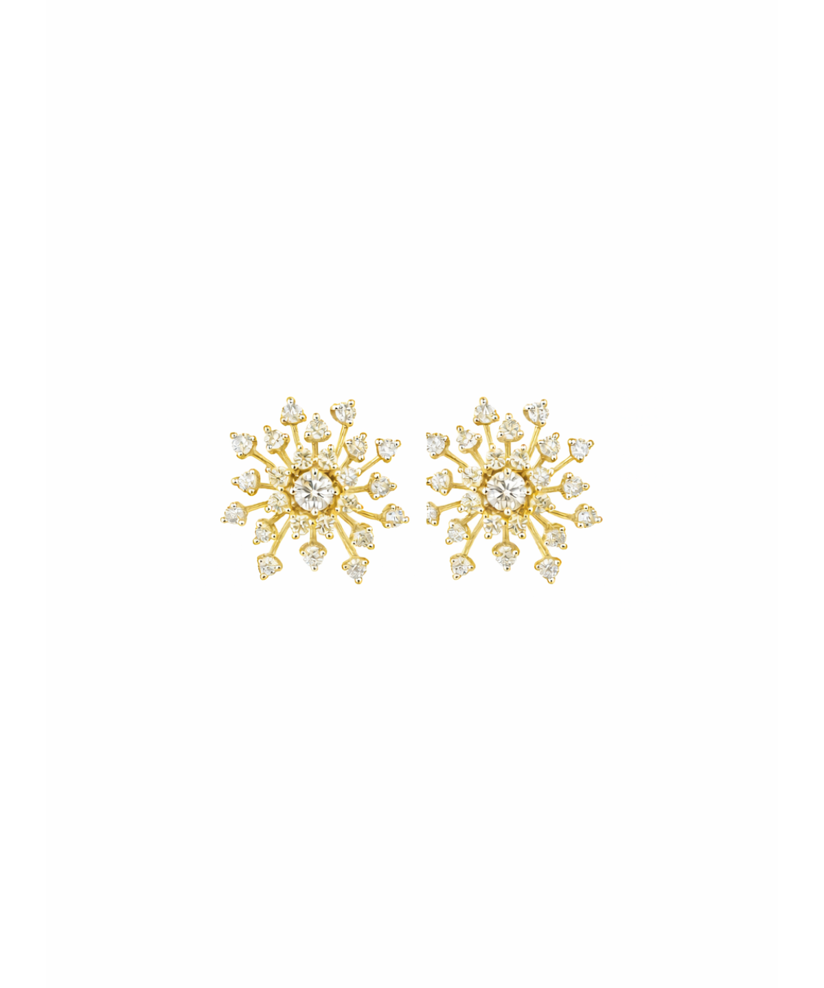 0.76ct Diamond 18K Gold Starburst Stud Earrings