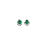1.14ct Diamond Emerald 18K Gold Sunburst Pear Stud Earrings