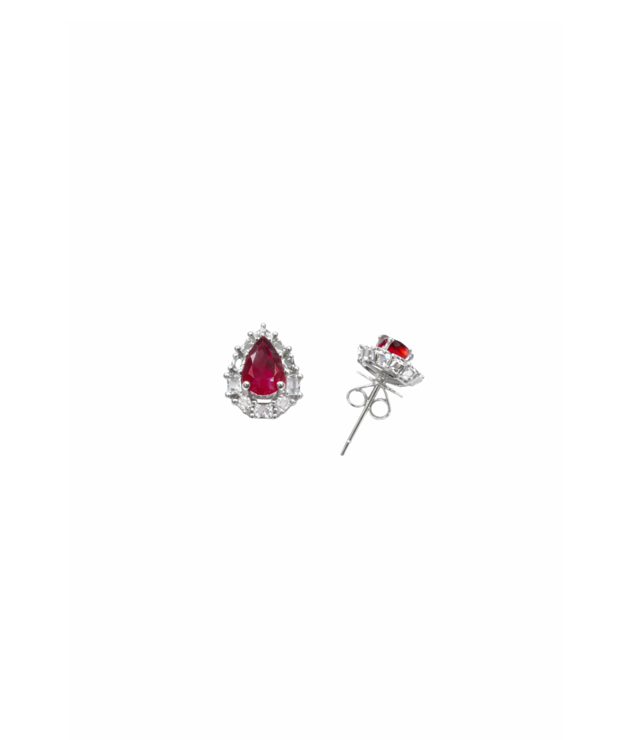 1.04ct Diamond Ruby 18K Gold Sunburst Pear Stud Earrings