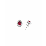 1.04ct Diamond Ruby 18K Gold Sunburst Pear Stud Earrings