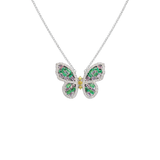 1.62ct Multi Sapphire Diamond 18K Gold Butterfly Necklace