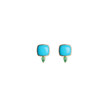 7.60ct Emerald Turquoise 18K Gold Spike Stud Earrings