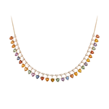 19.03ct Diamond Multi Color Sapphire 18K Gold Floating Heart Necklace
