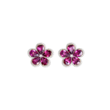 9.26ct Red Garnet Diamond 18K Gold Flower Earrings