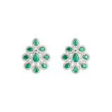 3.90ct Diamond Emerald 18K Gold Pear Cluster Earrings