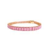 14.67ct Pink Sapphire 18K Gold Emerald Cut Tennis Bracelet