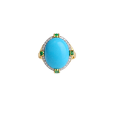 8.94ct Diamond Emerald Turquoise 18K Gold Ring