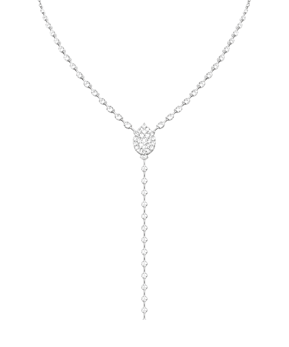 2.00ct Diamond 14K Gold Halo Pear Lariat Necklace