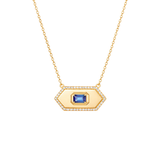 1.00ct Diamond Sapphire 14K Gold Plate Necklace