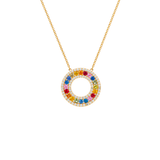 1.32ct Diamond Multi Gem 14K Gold Pendant Necklace