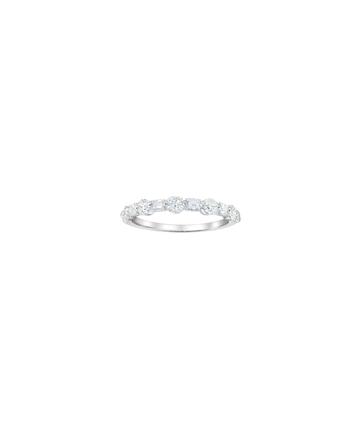 0.99ct Diamond 14K Gold Dainty Round Baguette Ring