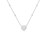 0.73ct Diamond 18K Gold Stationed Heart Pendant Necklace