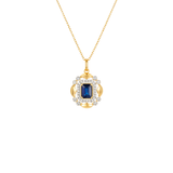 1.55ct Diamond Sapphire 14K Gold Vintage Inspired Necklace