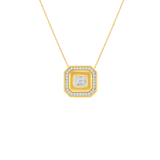 0.52ct Diamond 14K Gold Halo Pendant Chain Necklace