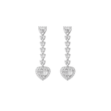 1.85ct Diamond 18K Gold Heart Dangle Drop Earrings