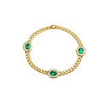 2.24ct Emerald Diamond 14K Gold Stationed Chain Bracelet