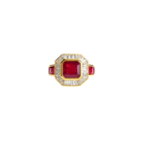 6.66ct Diamond Ruby 14K Gold Bezel Ring