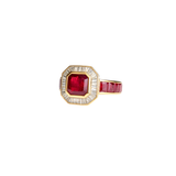6.66ct Diamond Ruby 14K Gold Bezel Ring