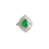 3.73 Diamond Emerald 18K Gold Cocktail Ring