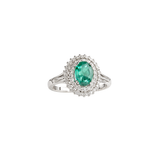 1.71ct Diamond Emerald 18K Gold Halo Ring