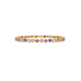 10.66ct Multi Sapphire 14K Gold Bezel Heart Tennis Bracelet