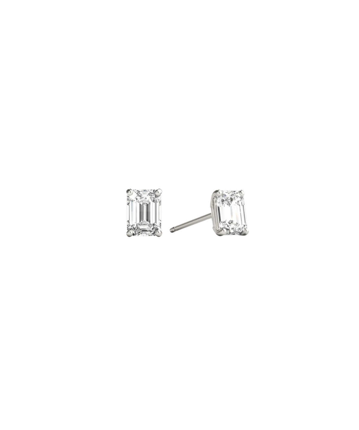 GIA 2.02ct Diamond 18K Gold Emerald Cut Stud Earrings
