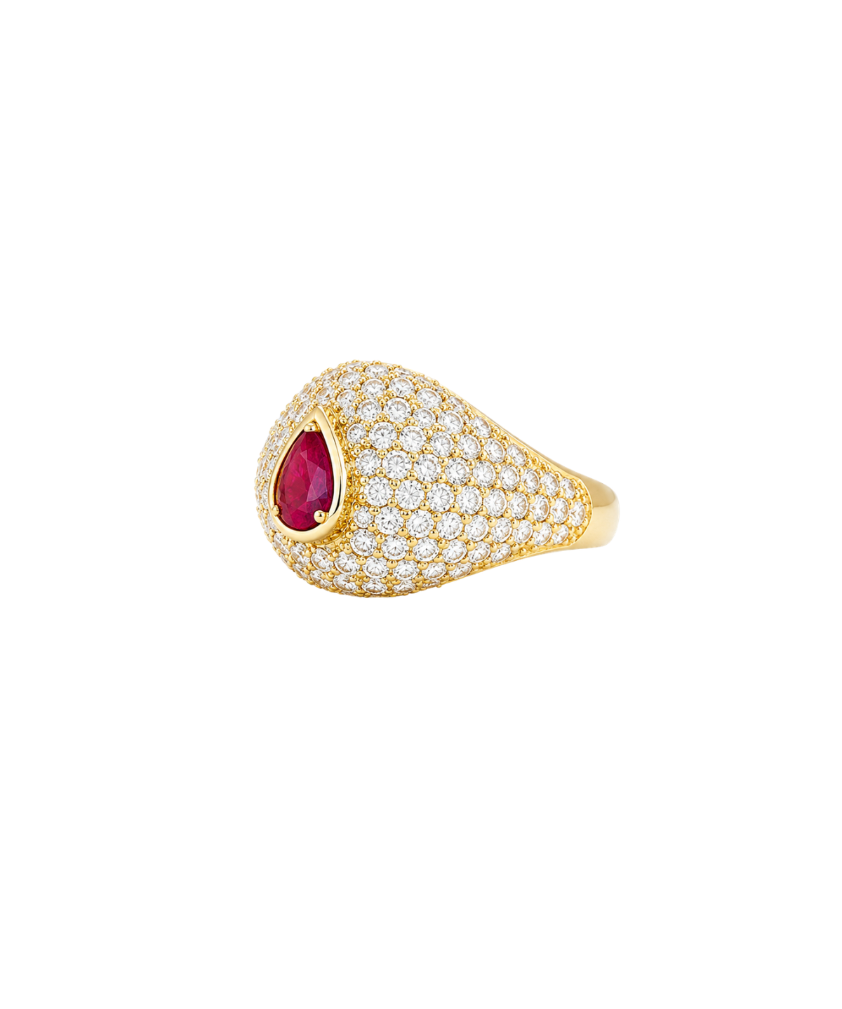 2.47ct Diamond Ruby 18K Gold Pave Ring