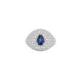 2.39ct Diamond Sapphire 18K Gold Pave Ring