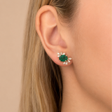 3.56ct Emerald Diamond 18K Gold Leaf Stud Earrings
