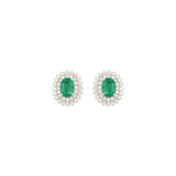 2.00ct Emerald Diamond 18K Gold Halo Earrings