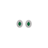 1.39ct Emerald Diamond 18K Gold Halo Stud Earrings