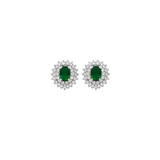 2.38ct Diamond Emerald 18K Gold Double Halo Earrings