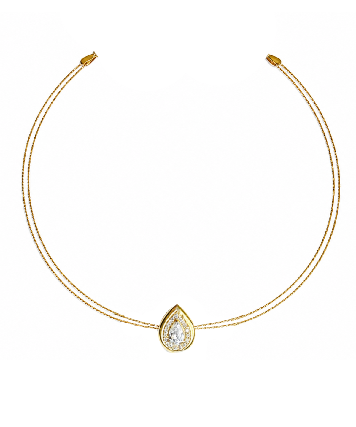 0.36ct Diamond 14K Gold Choker Pear Necklace