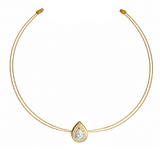 0.36ct Diamond 14K Gold Choker Pear Necklace