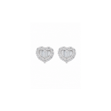 1.27ct Diamond 18K Gold Heart Baguette illusion Earrings