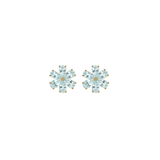 2.90ct Aquamarine Diamond 14K Gold Flower Stud Earrings
