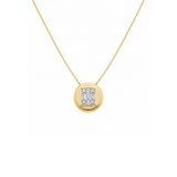 0.45ct Diamond 14K Gold Button Pendant Chain Necklace