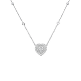 0.73ct Diamond 18K Gold Stationed Heart Pendant Necklace