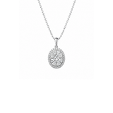 0.70ct Diamond 18K Gold Halo Illusion Solitaire Necklace