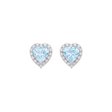 6.72ct Diamond Aquamarine 18K Gold Heart Halo Earrings