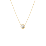 0.54ct Diamond 18K Gold Button Back Solitaire Necklace