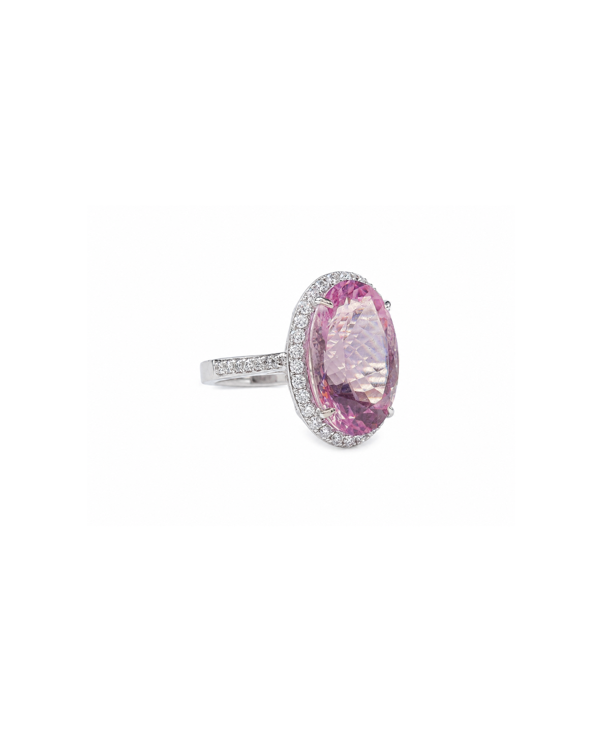 5.09ct Diamond Morganite 18K Gold Halo Ring
