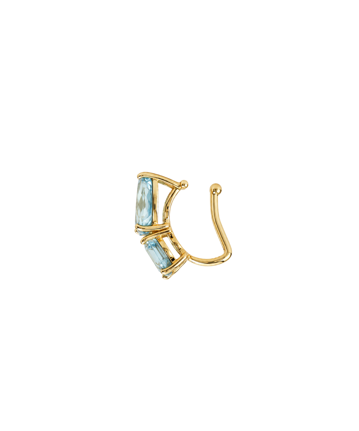 6.35ct Aquamarine 18K Gold Two Stone Ear Cuff