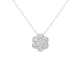 2.00ct Diamond 18K Gold Pave Flower Pendant Chain Necklace